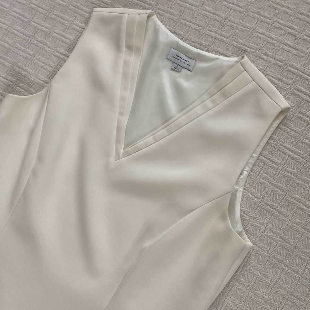 Tahari work academic luxury cream sleeveless vest top size 8 - Picture 2 of 8